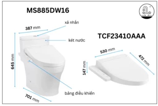 Bồn Cầu Điện Tử TOTO MS885DW16#XW Kèm Nắp Rửa Điện Tử WASHLET Dòng C2 – TCF23410AAA (220V) - 5