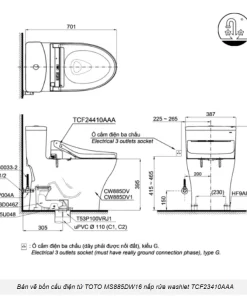 Bồn Cầu Điện Tử TOTO MS885DW16#XW Kèm Nắp Rửa Điện Tử WASHLET Dòng C2 – TCF23410AAA (220V) - 14 Bồn Cầu Điện Tử TOTO MS885DW16#XW Kèm Nắp Rửa Điện Tử WASHLET Dòng C2 – TCF23410AAA (220V) - 13