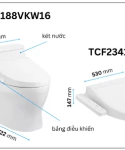 Bồn Cầu WASHLET TOTO MS188VKW16 1 Khối Kèm Nắp Điện Tử TCF23410AAA (220V) - 11