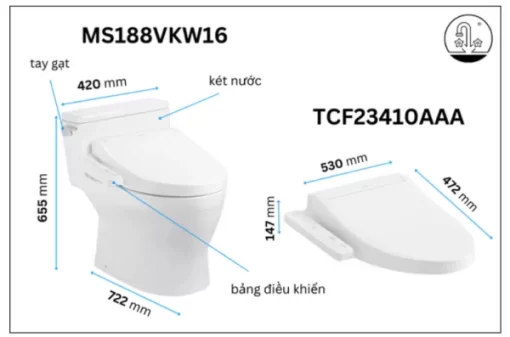 Bồn Cầu WASHLET TOTO MS188VKW16 1 Khối Kèm Nắp Điện Tử TCF23410AAA (220V) - 5