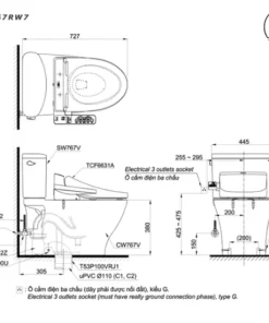Bồn Cầu Điện Tử TOTO CS767RW7#XW Kèm Nắp Rửa Điện Tử WASHLET Dòng C2 – TCF6631A (220V) - 10 Bồn Cầu Điện Tử TOTO CS767RW7#XW Kèm Nắp Rửa Điện Tử WASHLET Dòng C2 – TCF6631A (220V) - 9