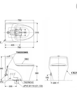 Bồn Cầu TOTO MS823DRT2#XW 1 khối Nắp Đóng Êm TC393VS - 14 Bồn Cầu TOTO MS823DRT2#XW 1 khối Nắp Đóng Êm TC393VS - 13