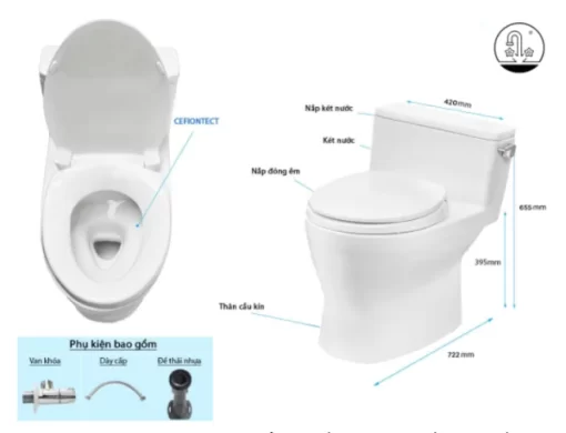 Bồn Cầu TOTO 1 khối MS188VKT2#XW/T53P100VR Nắp Đóng Êm TC393VS - 9