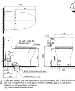 Bồn Cầu TOTO 1 khối MS188VKT2#XW/T53P100VR Nắp Đóng Êm TC393VS - 14 Bồn Cầu TOTO 1 khối MS188VKT2#XW/T53P100VR Nắp Đóng Êm TC393VS - 13