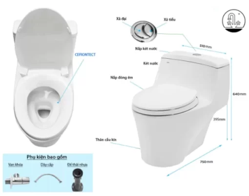 Bồn Cầu TOTO CW823RAT2#W/T53P100VR 1 khối Nắp Đóng Êm TC393VS - 5