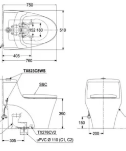 Bồn Cầu TOTO CW823RAT2#W/T53P100VR 1 khối Nắp Đóng Êm TC393VS - 18 Bồn Cầu TOTO CW823RAT2#W/T53P100VR 1 khối Nắp Đóng Êm TC393VS - 17