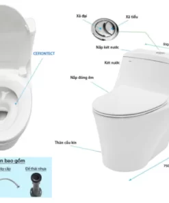 Bồn Cầu TOTO 1 khối CW823RAT8#W/T53P100VR Nắp Đóng Êm TC600VS - 9