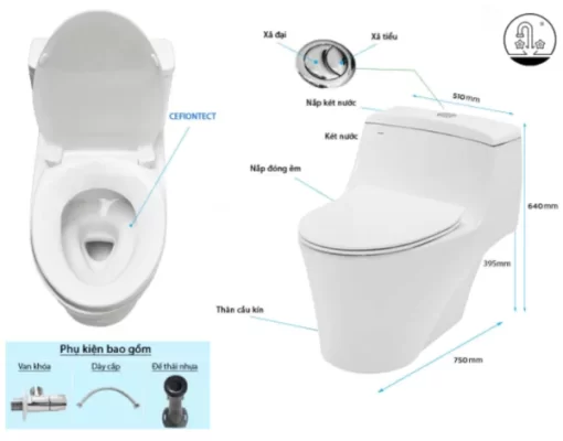 Bồn Cầu TOTO 1 khối CW823RAT8#W/T53P100VR Nắp Đóng Êm TC600VS - 5