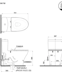 Bồn Cầu TOTO 1 khối MS889DRT8#XW Nắp Đóng Êm TC600VS - 12 Bồn Cầu TOTO 1 khối MS889DRT8#XW Nắp Đóng Êm TC600VS - 11