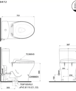 Bồn Cầu TOTO MS889DRT2#XW 1 khối Nắp Đóng Êm TC393VS - 14 Bồn Cầu TOTO MS889DRT2#XW 1 khối Nắp Đóng Êm TC393VS - 13