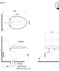 Bồn Cầu TOTO MS855DT2#XW 1 khối Nắp Đóng Êm TC393VS - 12 Bồn Cầu TOTO MS855DT2#XW 1 khối Nắp Đóng Êm TC393VS - 11