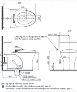 Bồn Cầu TOTO 1 khối MS855DT8#XW Nắp Đóng Êm TC600VS - 10 Bồn Cầu TOTO 1 khối MS855DT8#XW Nắp Đóng Êm TC600VS - 9