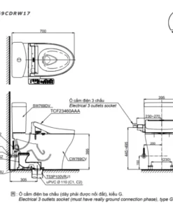 Bồn Cầu Điện Tử TOTO CS769CDRW17#XW Kèm Nắp Rửa Điện Tử WASHLET (Loại Giấu Dây) Dòng C2 – TCF23460AAA (220V) - 14 Bồn Cầu Điện Tử TOTO CS769CDRW17#XW Kèm Nắp Rửa Điện Tử WASHLET (Loại Giấu Dây) Dòng C2 – TCF23460AAA (220V) - 13