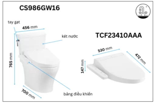 Bồn Cầu Điện Tử TOTO CS986GW16#XW Kèm Nắp Rửa Điện Tử WASHLET Dòng C2 – TCF23410AAA (220V) - 5
