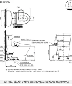 Bồn Cầu Điện Tử TOTO CS986GW16#XW Kèm Nắp Rửa Điện Tử WASHLET Dòng C2 – TCF23410AAA (220V) - 14 Bồn Cầu Điện Tử TOTO CS986GW16#XW Kèm Nắp Rửa Điện Tử WASHLET Dòng C2 – TCF23410AAA (220V) - 13
