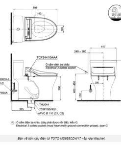 Bồn Cầu Điện Tử TOTO MS855CDW17#XW Kèm Nắp Rửa Điện Tử WASHLET (Loại Giấu Dây) Dòng C2 – TCF23460AAA (220V) - 14 Bồn Cầu Điện Tử TOTO MS855CDW17#XW Kèm Nắp Rửa Điện Tử WASHLET (Loại Giấu Dây) Dòng C2 – TCF23460AAA (220V) - 13