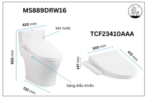 Bồn Cầu Điện Tử TOTO MS889DRW16#XW Kèm Nắp Rửa Điện Tử WASHLET Dòng C2 – TCF23410AAA (220V) - 5