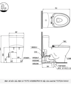 Bồn Cầu Điện Tử TOTO MS889DRW16#XW Kèm Nắp Rửa Điện Tử WASHLET Dòng C2 – TCF23410AAA (220V) - 13