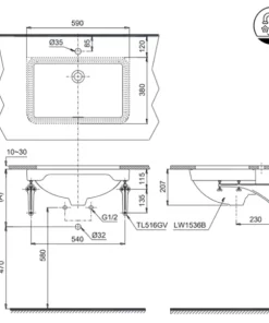 Chậu Rửa Mặt Lavabo TOTO LW1536V#XW/TL516GV Âm Bàn - 9