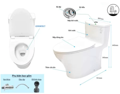 Bồn Cầu TOTO MS885DT8#XW 1 khối Nắp Đóng Êm TC600VS - 11