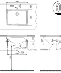 Chậu Rửa Mặt Lavabo TOTO LW1535V#XW/TL516GV Âm Bàn - 10 Chậu Rửa Mặt Lavabo TOTO LW1535V#XW/TL516GV Âm Bàn - 9
