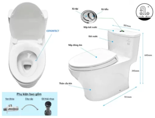 Bồn Cầu TOTO MS885DT2#XW 1 khối Nắp Đóng Êm TC393VS - 5