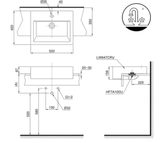Chậu Rửa Mặt Lavabo TOTO LT647CS#XW Bán Âm Bàn - 5