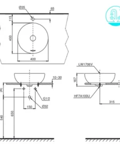 Chậu Rửa Mặt TOTO LT1706#XW Đặt Bàn - 9