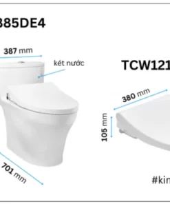 Bồn Cầu TOTO MS885DE4#XW 1 Khối Nắp Rửa Cơ TCW1211A - 17