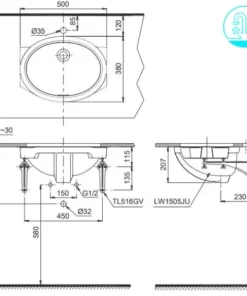Lavabo TOTO LW1505V#XW/TL516GV Âm Bàn - 10 Lavabo TOTO LW1505V#XW/TL516GV Âm Bàn - 9
