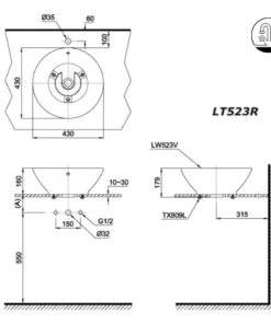 Chậu Rửa Mặt TOTO LT523S#XW Đặt Bàn - 9