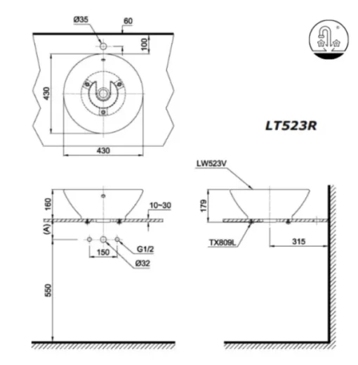 Chậu Rửa Mặt TOTO LT523S#XW Đặt Bàn - 5