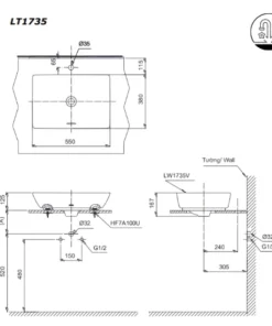 Chậu Rửa Mặt TOTO LT1735#XW Đặt Bàn - 10 Chậu Rửa Mặt TOTO LT1735#XW Đặt Bàn - 9