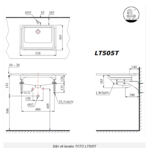 Chậu Rửa Mặt Lavabo TOTO LT505T#XW Âm Bàn - 5