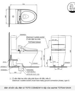 Bồn Cầu Điện Tử TOTO CS948DW14#XW Kèm Nắp Rửa Điện Tử WASHLET Dòng C5 – TCF24410AAA (220V) - 14 Bồn Cầu Điện Tử TOTO CS948DW14#XW Kèm Nắp Rửa Điện Tử WASHLET Dòng C5 – TCF24410AAA (220V) - 13