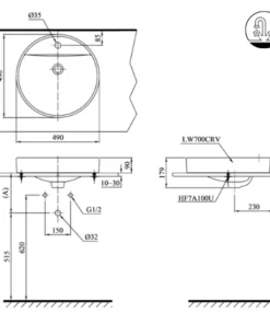 Chậu Rửa Mặt TOTO LT700CTR#XW Đặt Bàn - 10 Chậu Rửa Mặt TOTO LT700CTR#XW Đặt Bàn - 9