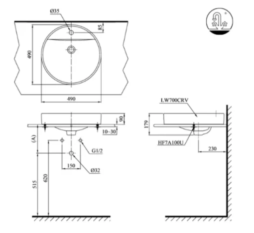 Chậu Rửa Mặt TOTO LT700CTR#XW Đặt Bàn - 5