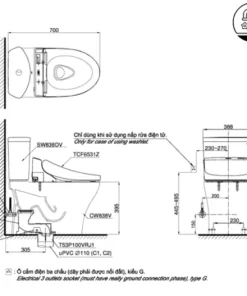Bồn Cầu Điện Tử TOTO CS838DW6#XW Kèm Nắp Rửa Điện Tử WASHLET Dòng C5 – TCF6531Z (220V) - 9