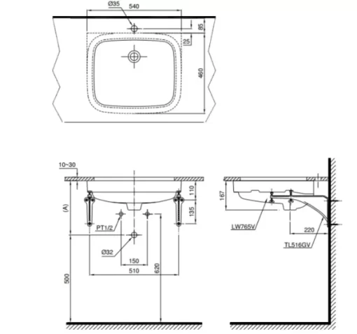 Chậu Rửa Mặt Lavabo TOTO LT765#XW Âm Bàn - 5