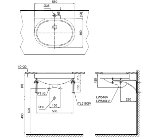 Chậu Rửa Mặt Lavabo TOTO LT546#W Âm Bàn - 5