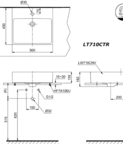 Chậu Rửa Mặt TOTO LT710CTR#W Đặt Bàn - 10 Chậu Rửa Mặt TOTO LT710CTR#W Đặt Bàn - 9