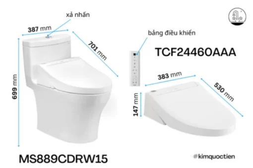 Bồn Cầu Điện Tử TOTO MS889CDRW15#XW Kèm Nắp Rửa Điện Tử WASHLET Dòng C5 – TCF24460AAA (220V) - 5