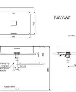 Chậu Rửa Mặt TOTO PJS03WE#MW Đặt Bàn Đá Cẩm Thạch - 9