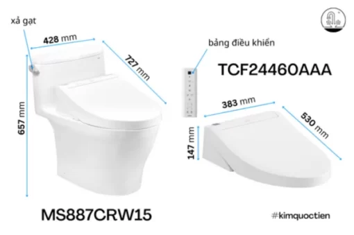 Bồn Cầu Điện Tử TOTO MS887CRW15#XW Kèm Nắp Rửa Điện Tử WASHLET Dòng C5 – TCF24460AAA (220V) - 7