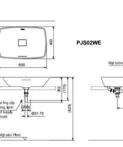 Chậu Rửa Mặt TOTO PJS02WE#MW Đặt Bàn Đá Cẩm Thạch Mờ - 10 Chậu Rửa Mặt TOTO PJS02WE#MW Đặt Bàn Đá Cẩm Thạch Mờ - 9