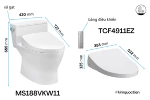 Bồn Cầu Điện Tử TOTO MS188VKW11#XW/T53P100VR Kèm Nắp Rửa Điện Tử WASHLET Dòng S7 – TCF4911Z (220V) - 13