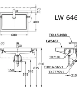 Chậu Rửa Mặt Lavabo TOTO LW646JW/F#W Bán Âm Bàn - 9