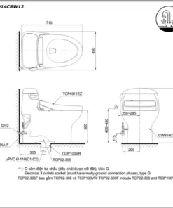 Bồn Cầu Điện Tử TOTO MS914CRW12#XW Kèm Nắp Rửa Điện Tử WASHLET (Loại Giấu Dây) Dòng S7 – TCF4911EZ (220V) - 10 Bồn Cầu Điện Tử TOTO MS914CRW12#XW Kèm Nắp Rửa Điện Tử WASHLET (Loại Giấu Dây) Dòng S7 – TCF4911EZ (220V) - 9