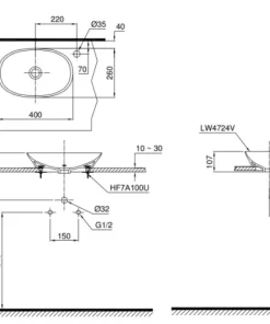 Chậu Rửa Mặt TOTO LT4724#XW Đặt Bàn - 10 Chậu Rửa Mặt TOTO LT4724#XW Đặt Bàn - 9