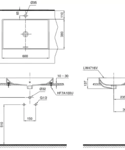 Chậu Rửa Mặt TOTO LT4716G17#XW Đặt Bàn - 10 Chậu Rửa Mặt TOTO LT4716G17#XW Đặt Bàn - 9